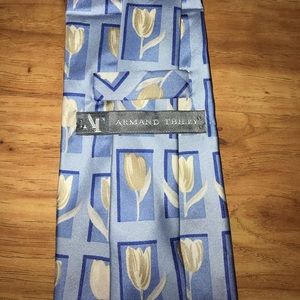 Armand Thiery Silk Tie Blue with Cream Tulips
